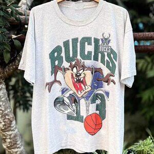 Reprint Milwaukee Bucks Taz Looney Tunes T shirt Unisex tee classic style
